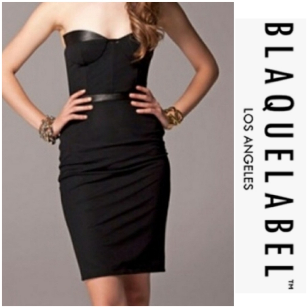 Blaque Label strapless dress with lamb leather - Picture 1 of 7
